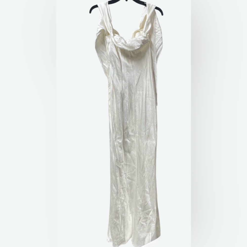 Meshki Giselle Off Shoulder Cowl Neck Maxi Dress White Romantic Formal Gown Sz S - Picture 5 of 10